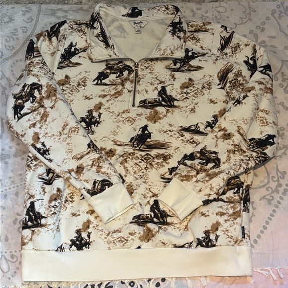 Wrangler Retro Bronco Print 1/2 Zip Pullover Western Sz Medium - Picture 1 of 9